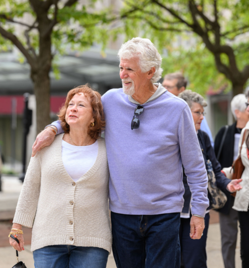 A couple walking down the street in Lancaster PA
